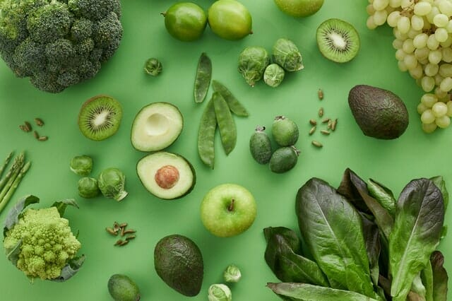 Frutas y verduras verdes